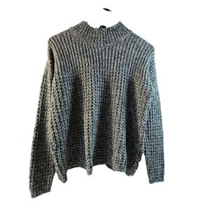 Maurices Womens XL Gray Marled Ribbed Mock Neck Sweater Side Button Detail